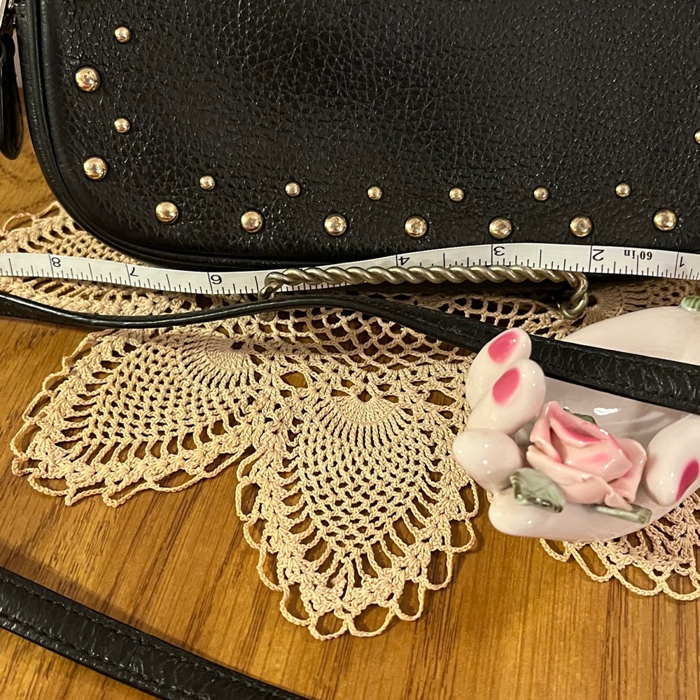 Coach Black Leather Studded Shoulder / Crossbody Bag - Picture 2 of 10